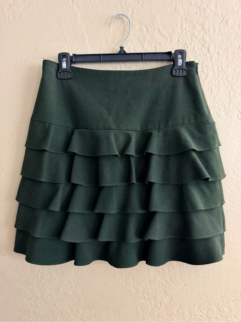 INC International Concepts Dark Green Tiered Ruffle Mini Skirt